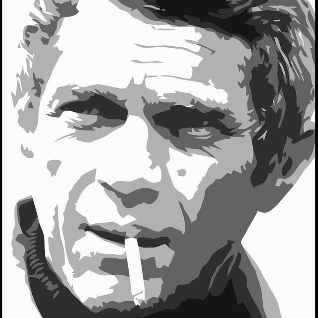 Steve McQueen Smoking Queen B&W