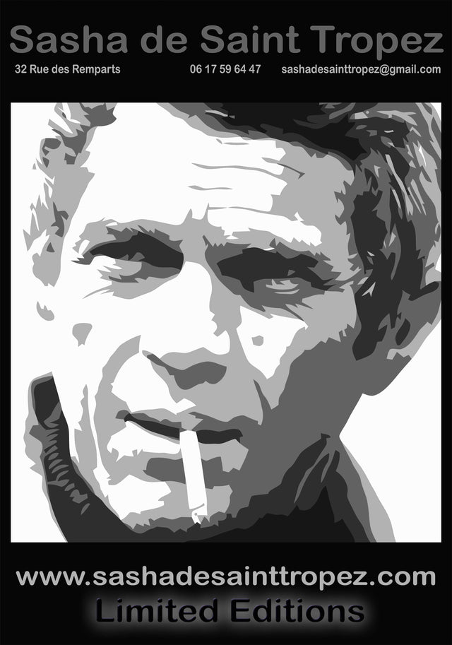 Steve McQueen Smoking Queen B&W